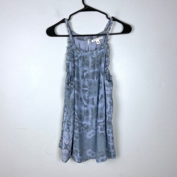 Banana Republic Silk Tank Blouse Flowy Halter Abstract Light Blue Size Medium - Picture 1 of 11